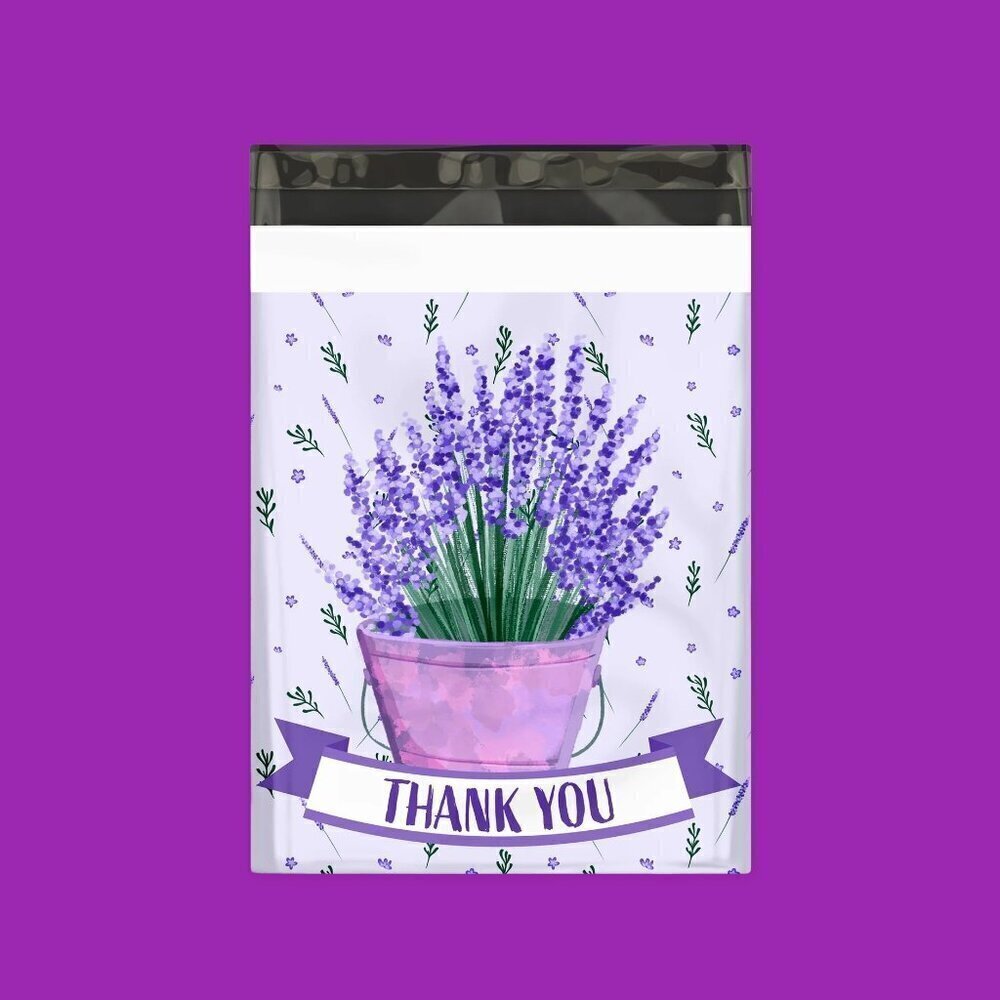 NEW - (15) 10"x 13" Bouquet Of Lavender Designer Poly Mailers